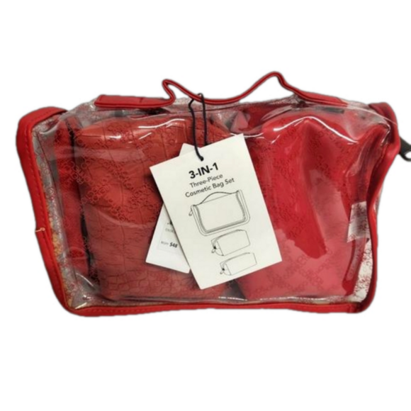 French Connection Handbags - 3/$25 French Connection 3 piece cosmetic bag set grenadine red, NWT